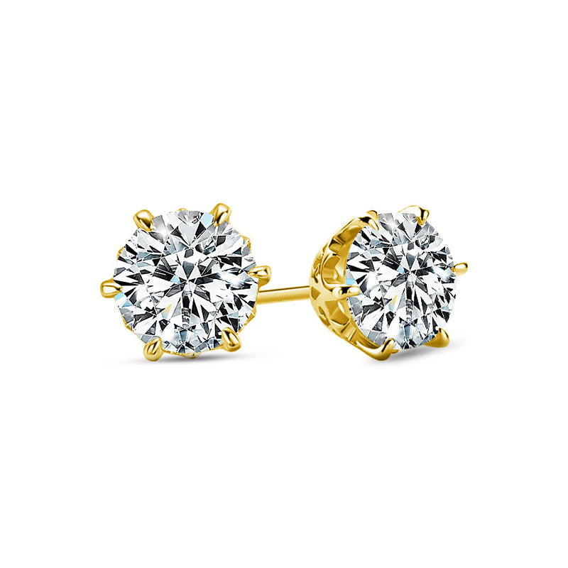 Pattern Six-Prong Moissanite Stud Earrings-VOOGME