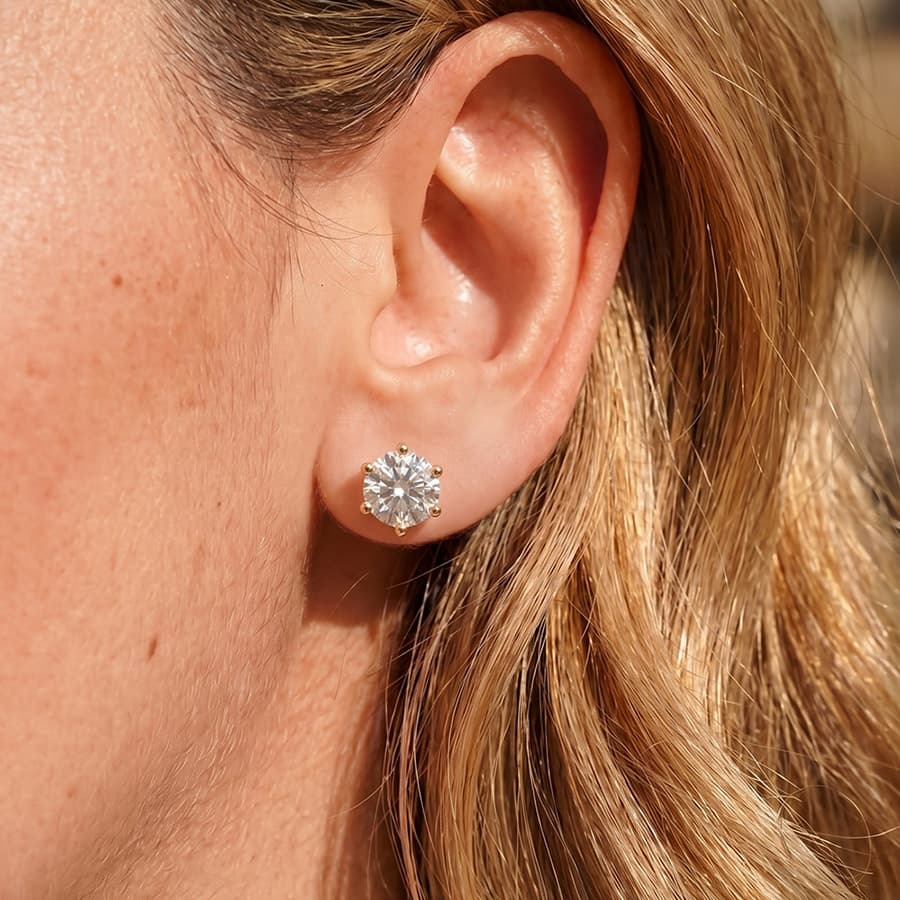 Pattern Six-Prong Moissanite Stud Earrings