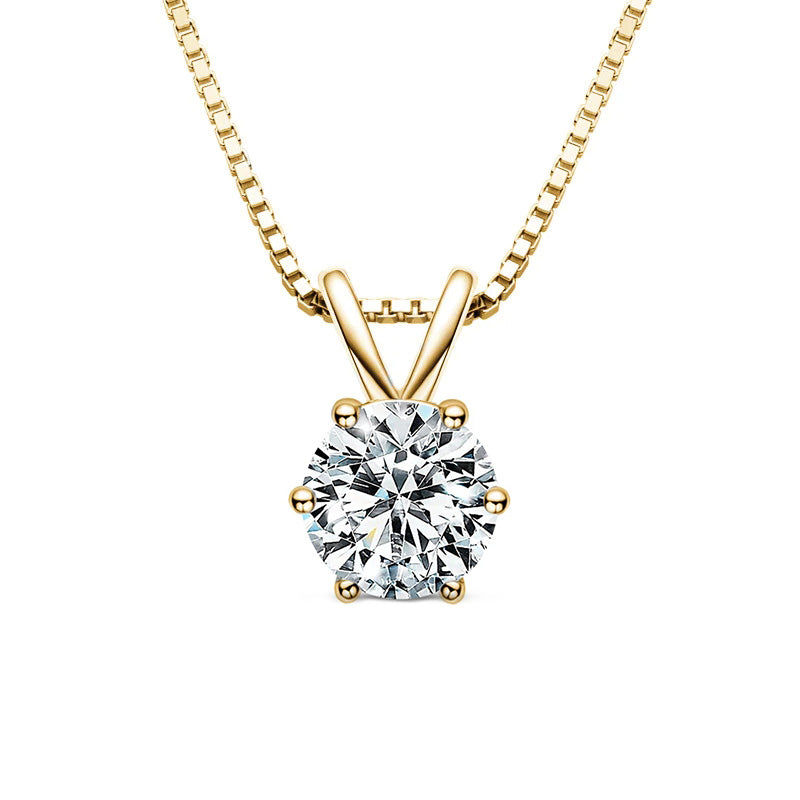Classic Six-Prong Moissanite Pendant-VOOGME