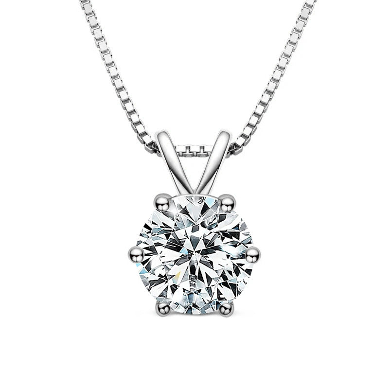 Classic Six-Prong Moissanite Pendant-VOOGME