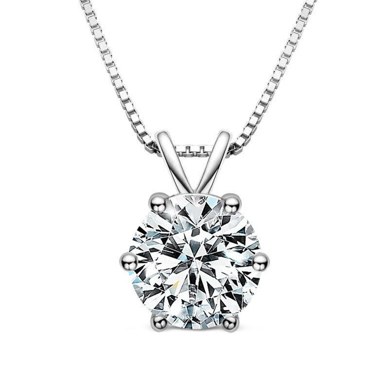 Classic Six-Prong Moissanite Pendant-VOOGME