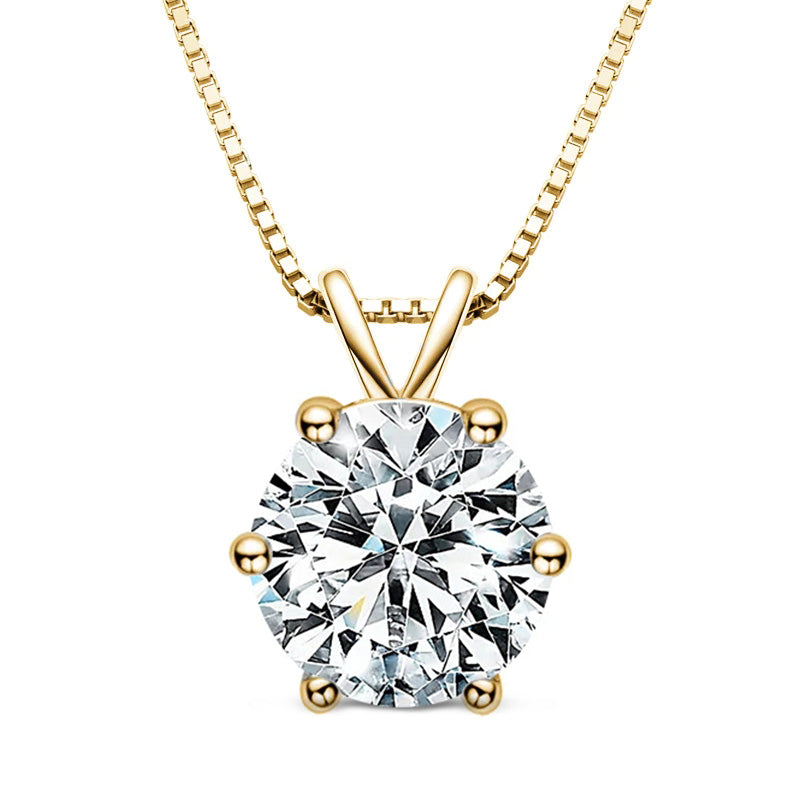 Classic Six-Prong Moissanite Pendant-VOOGME