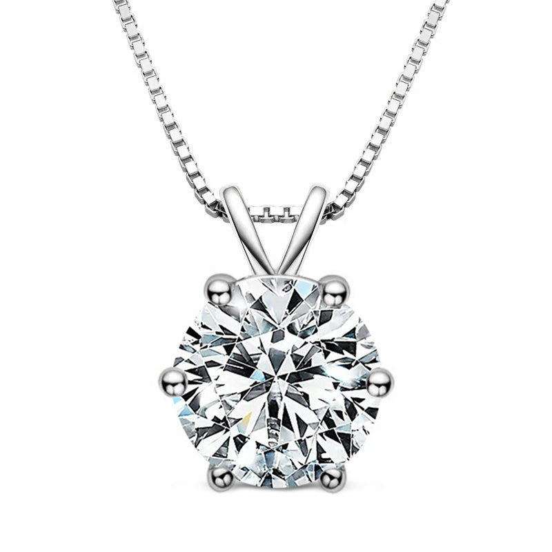 Classic Six-Prong Moissanite Pendant-VOOGME