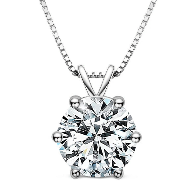 Classic Six-Prong Moissanite Pendant-VOOGME