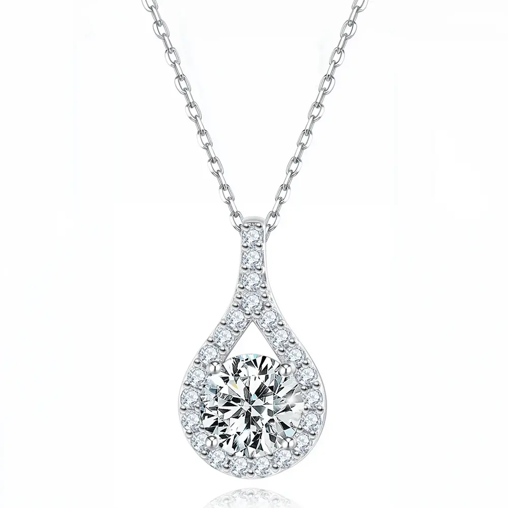 Fluid Halo Moissanite Pendant