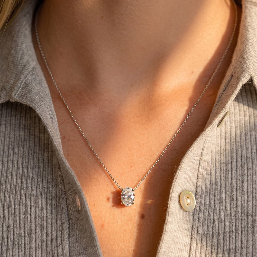 Classic Oval Shaped Moissanite Necklace