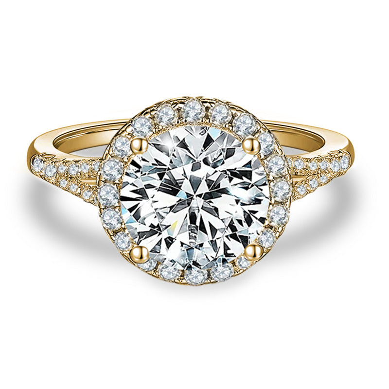 Luxury Halo Y-Arm Moissanite Engagement Ring 3.0 ct-VOOGME