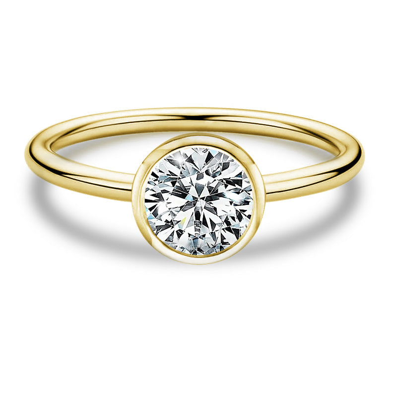 Bezel Setting Moissanite Engagement Ring-VOOGME