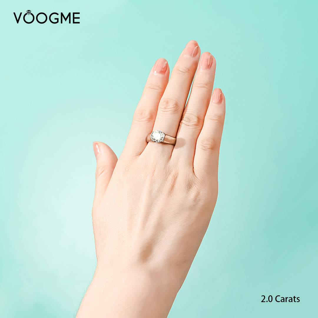 Half Bezel Moissanite Engagement Ring-VOOGME