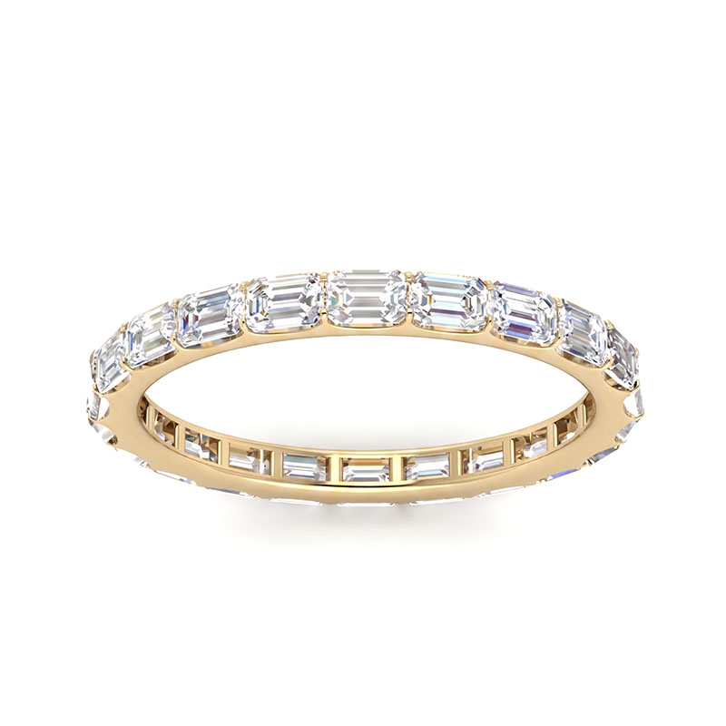 Horizontal Eternity Emerald Moissanite Wedding Band