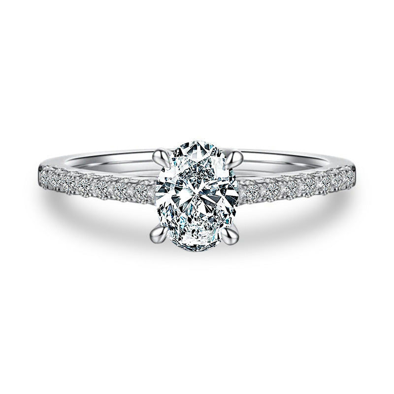 Side-Stone Oval Shape Moissanite Engagement Ring-VOOGME