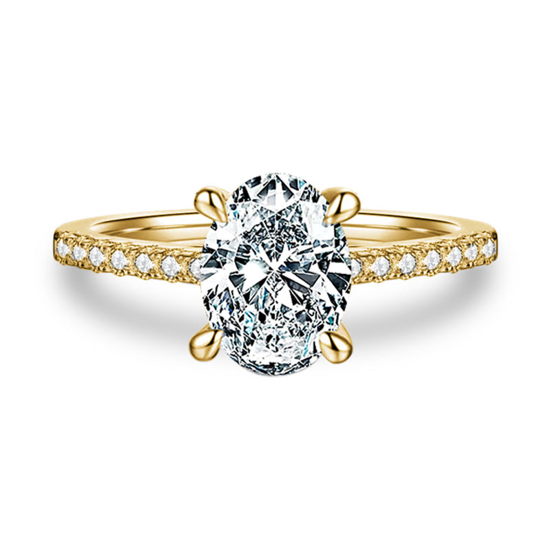 Side-Stone Oval Shape Moissanite Engagement Ring-VOOGME