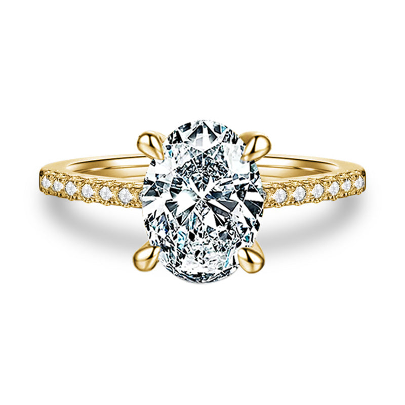 Side-Stone Oval Shape Moissanite Engagement Ring-VOOGME