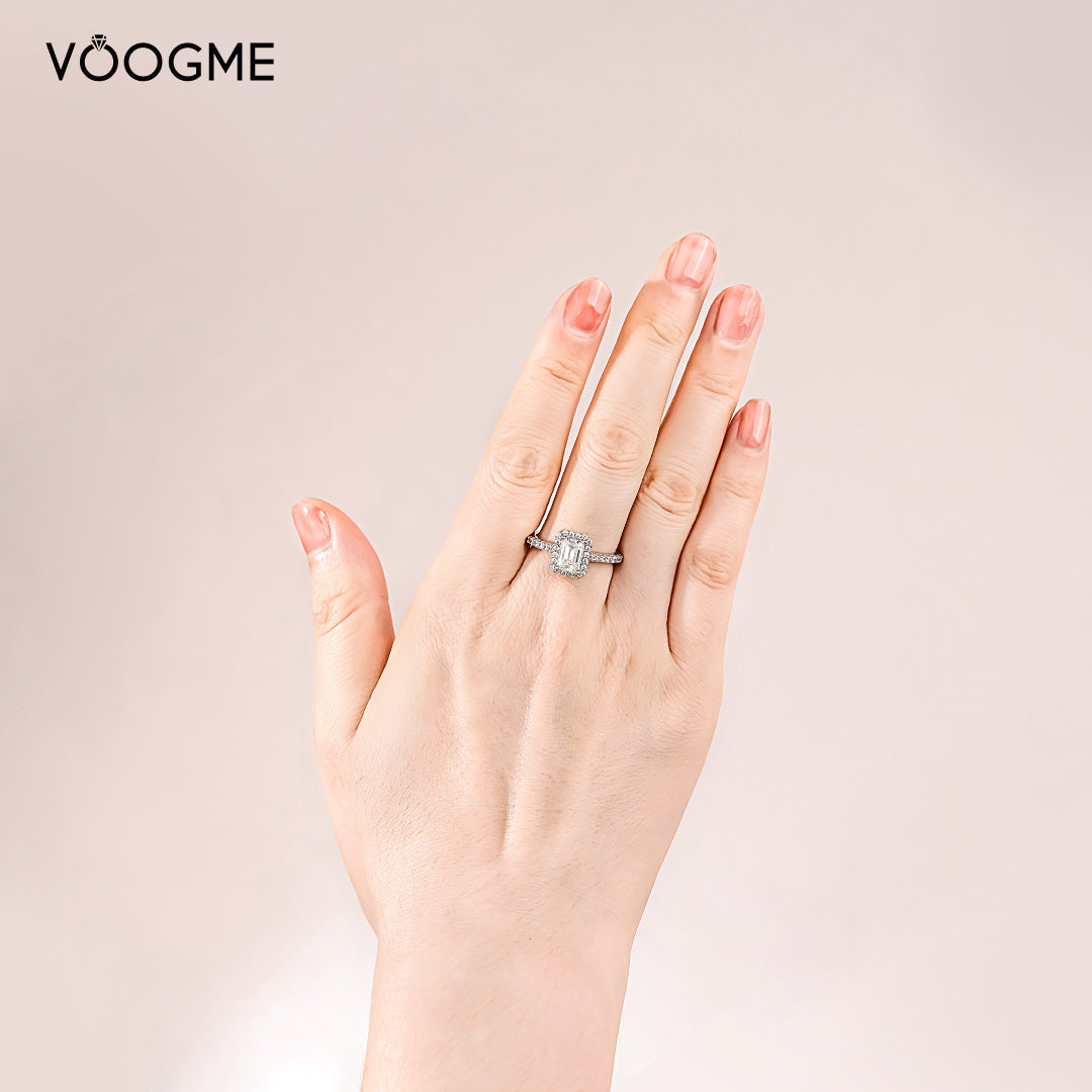 Halo Cut Moissanite Engagement Ring 1.0 ct-VOOGME