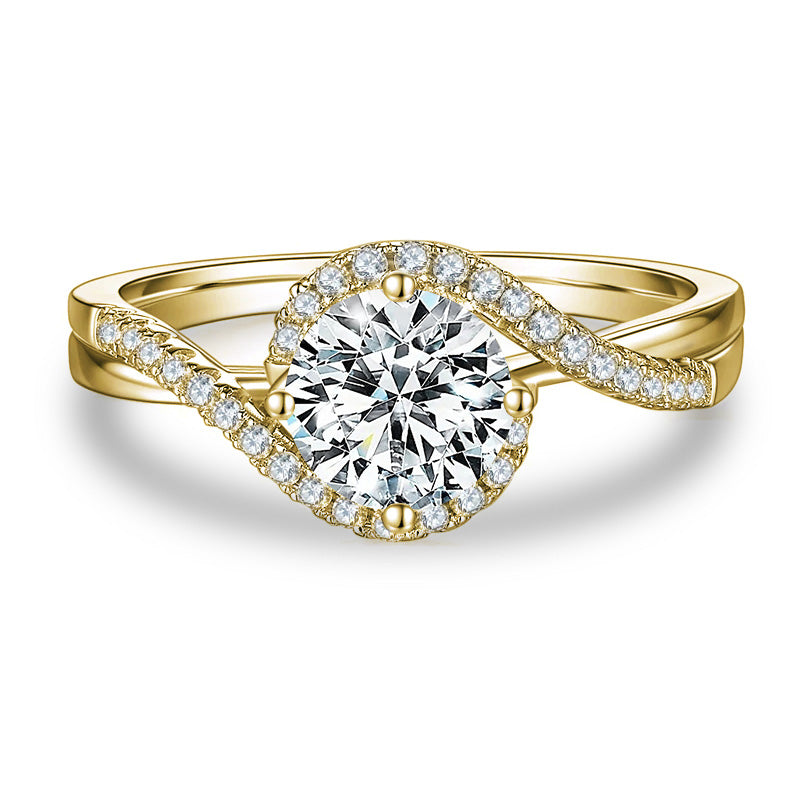 Twisted Setting Moissanite Engagement Ring 1.0 ct-VOOGME