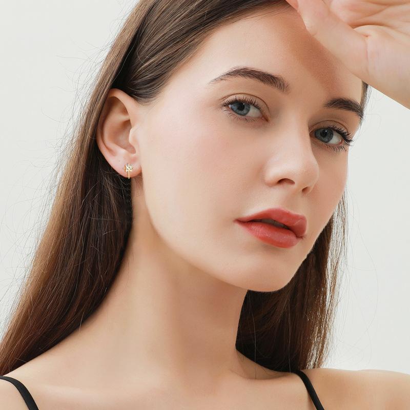 Cross Star Moissanite Stud Earrings