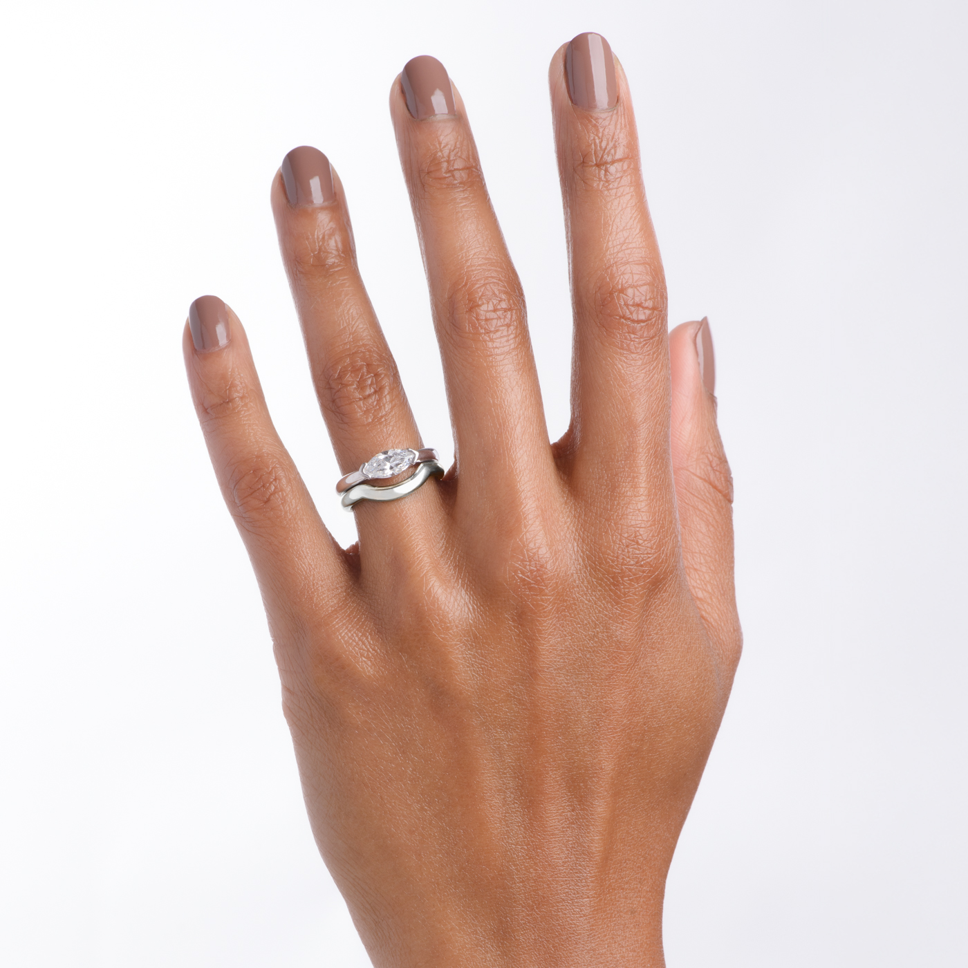 Half Bezel Marquise Moissanite Ring