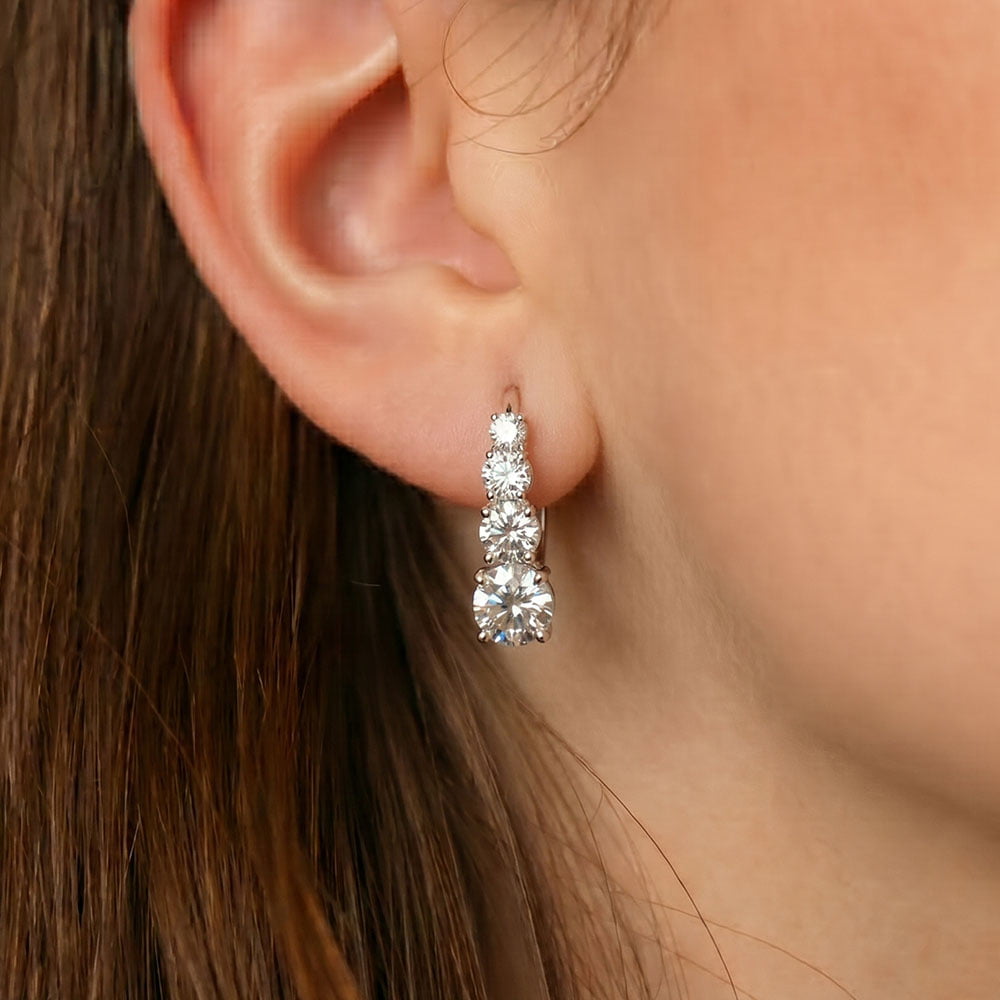 Carol Four-Stone Leverback Moissanite Earrings