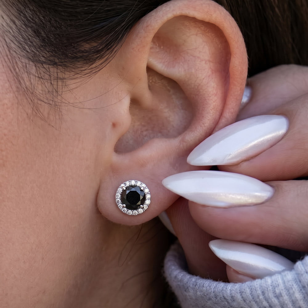Karin Black Moissanite Stud Earrings