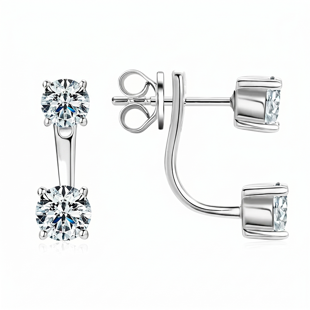 Double Round Moissanite Stud Earrings