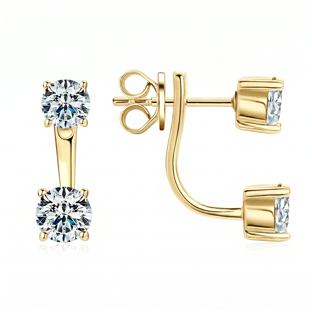 Double Round Moissanite Stud Earrings