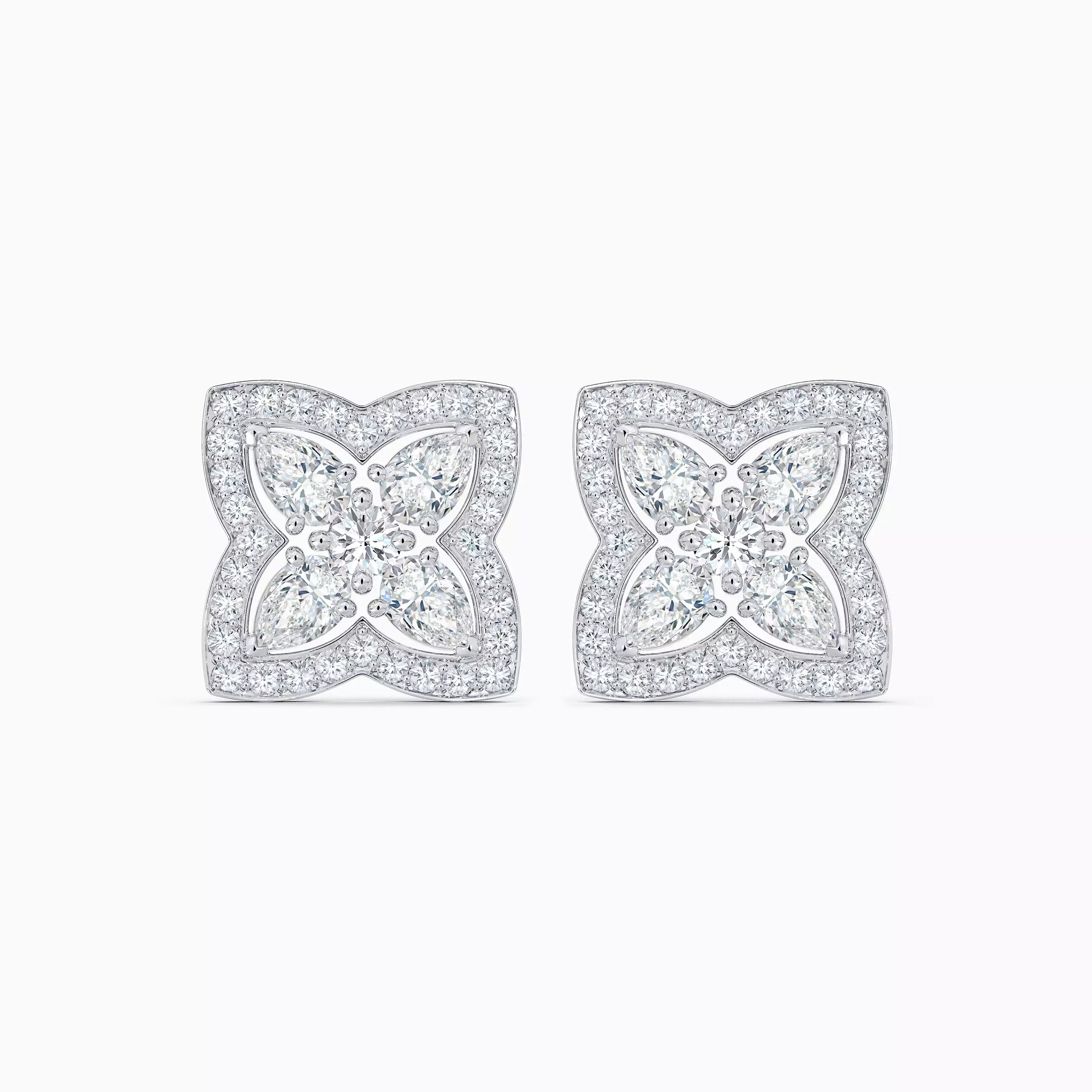 Halo Lotus Flower Moissanite Stud Earrings