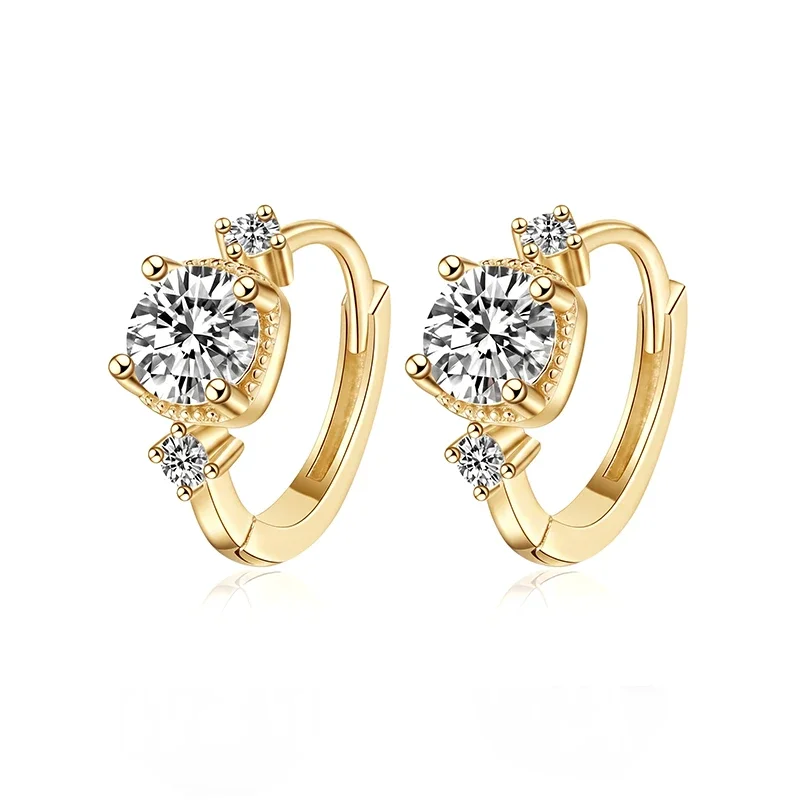 Three-Stone Moissanite Hoop Earrings
