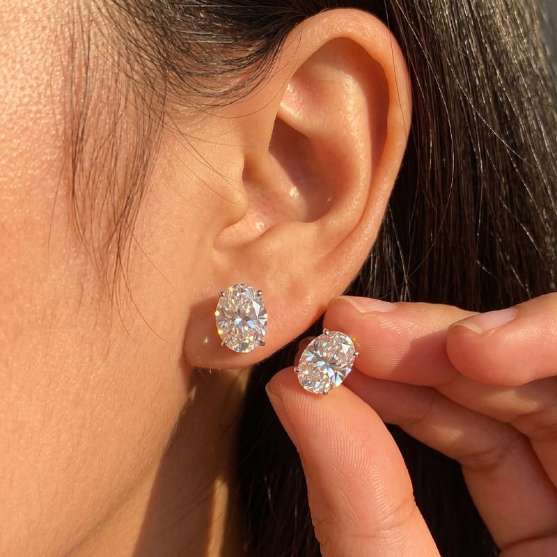 Classic Oval Moissanite Stud Earrings