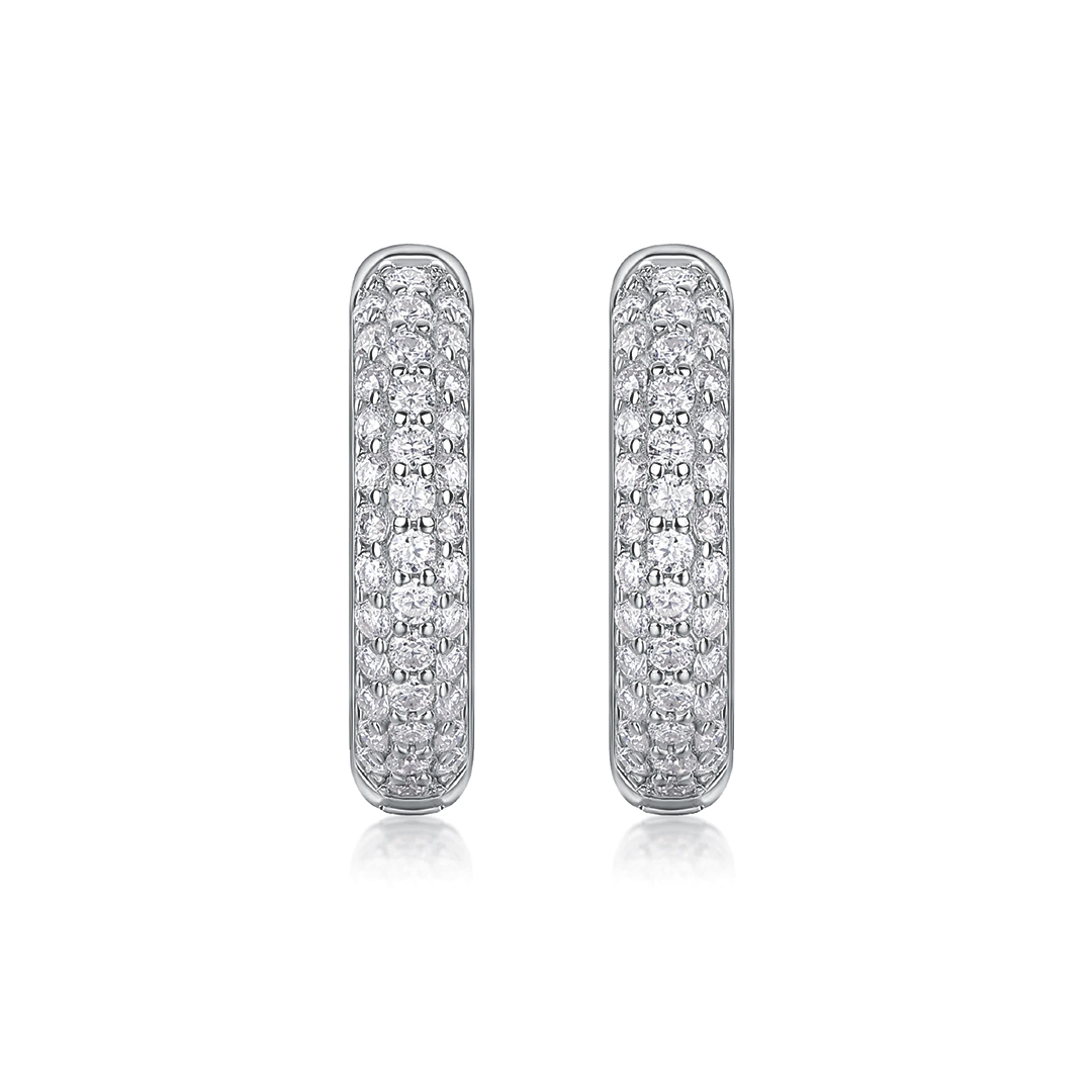 Three-Row Moissanite Hoop Earrings