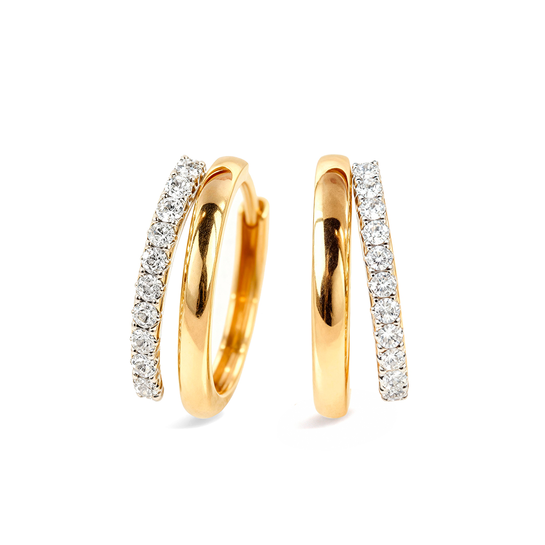 Duo Double Layered Moissanite Hoop Earrings