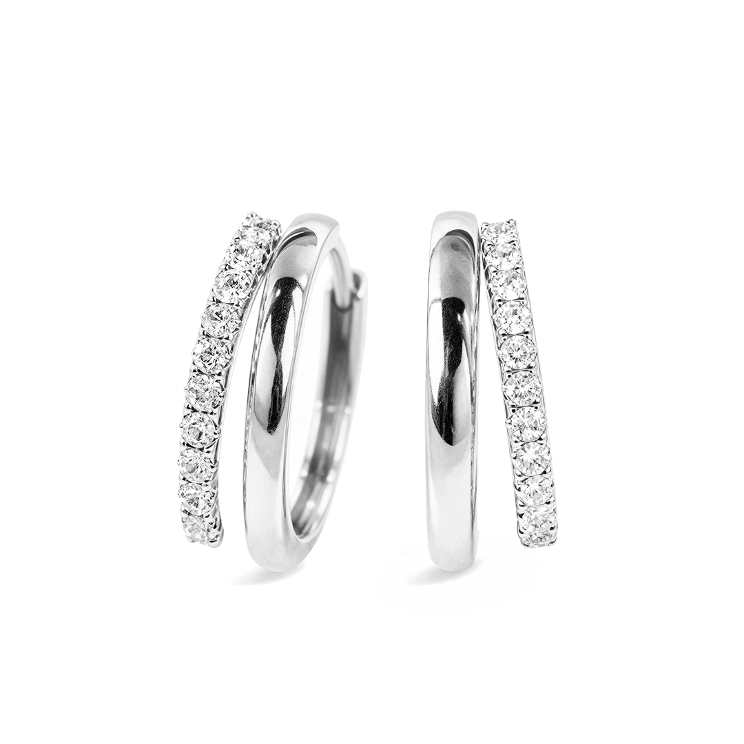 Duo Double Layered Moissanite Hoop Earrings