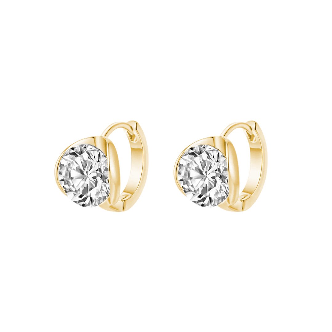 Half Bezel Round Moissanite Hoop Earrings