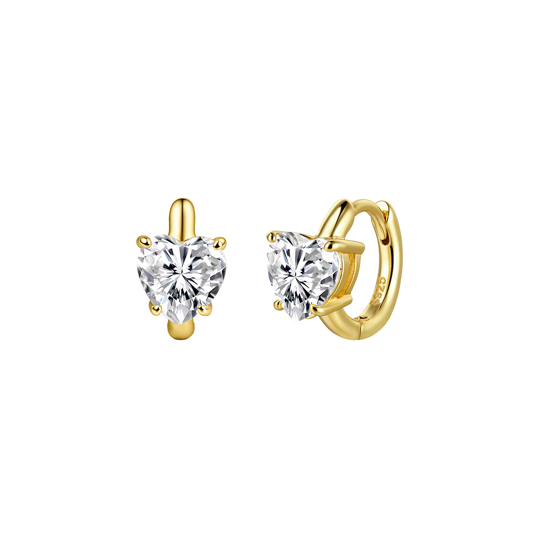 Heart Moissanite Hoop Earrings