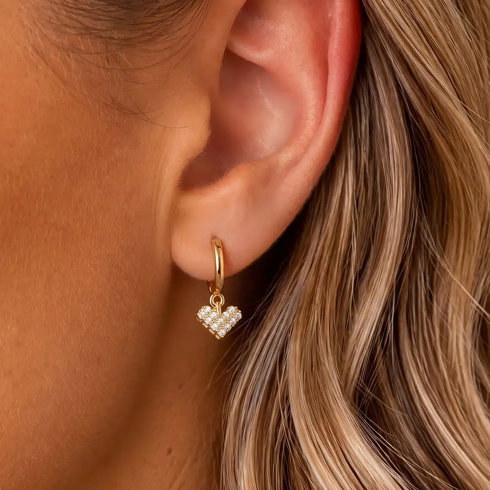 Heart Moissanite Drop Earrings