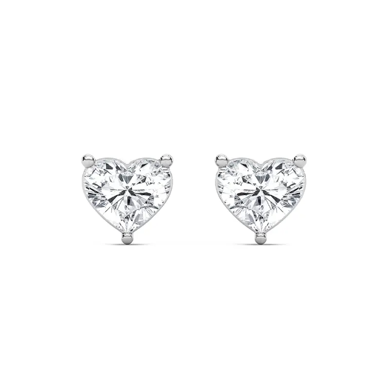 Solitaire Heart Moissanite Stud Earrings