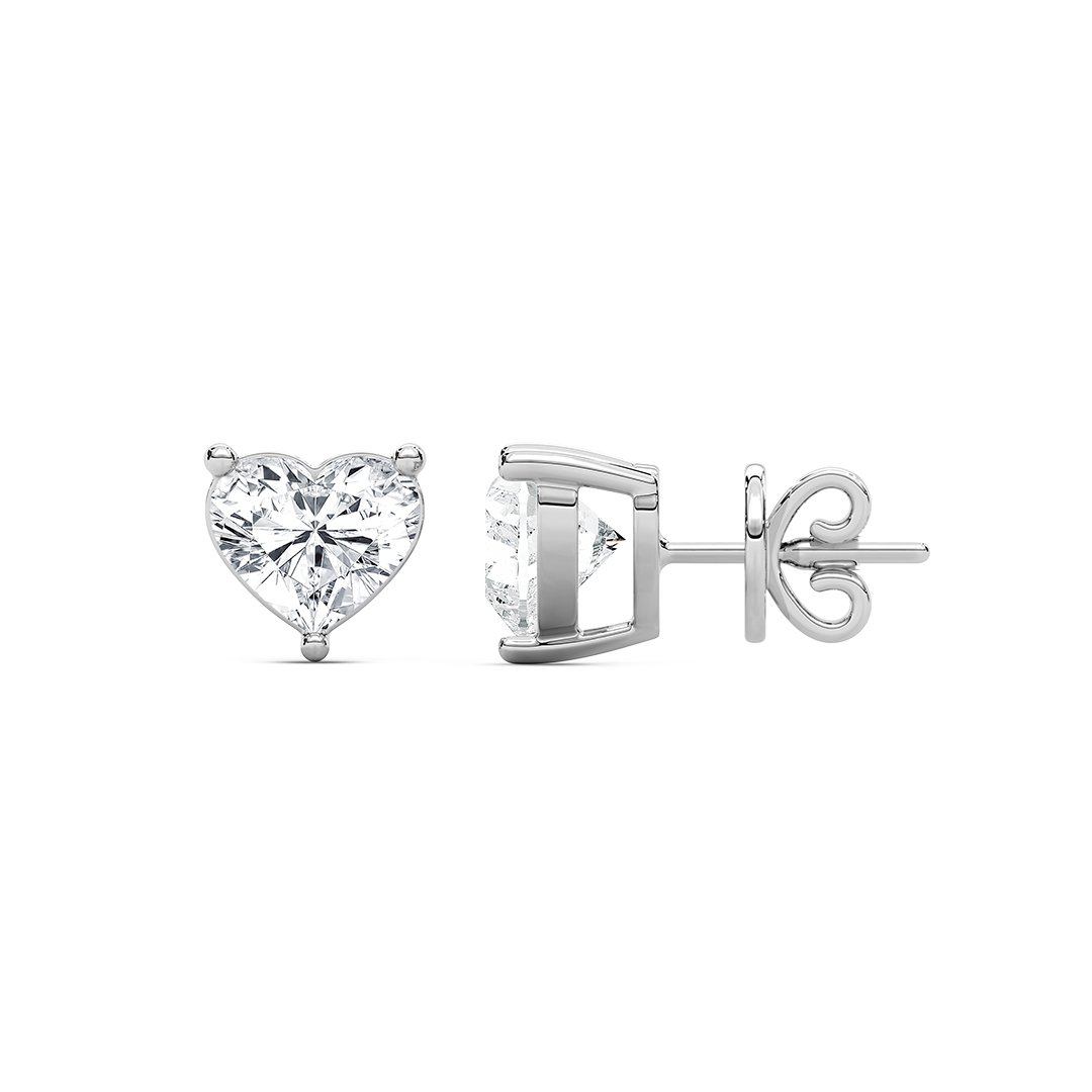 Solitaire Heart Moissanite Stud Earrings