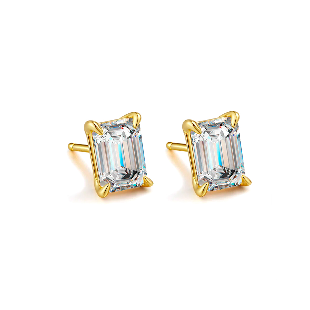 Classic Emerald Moissanite Stud Earrings