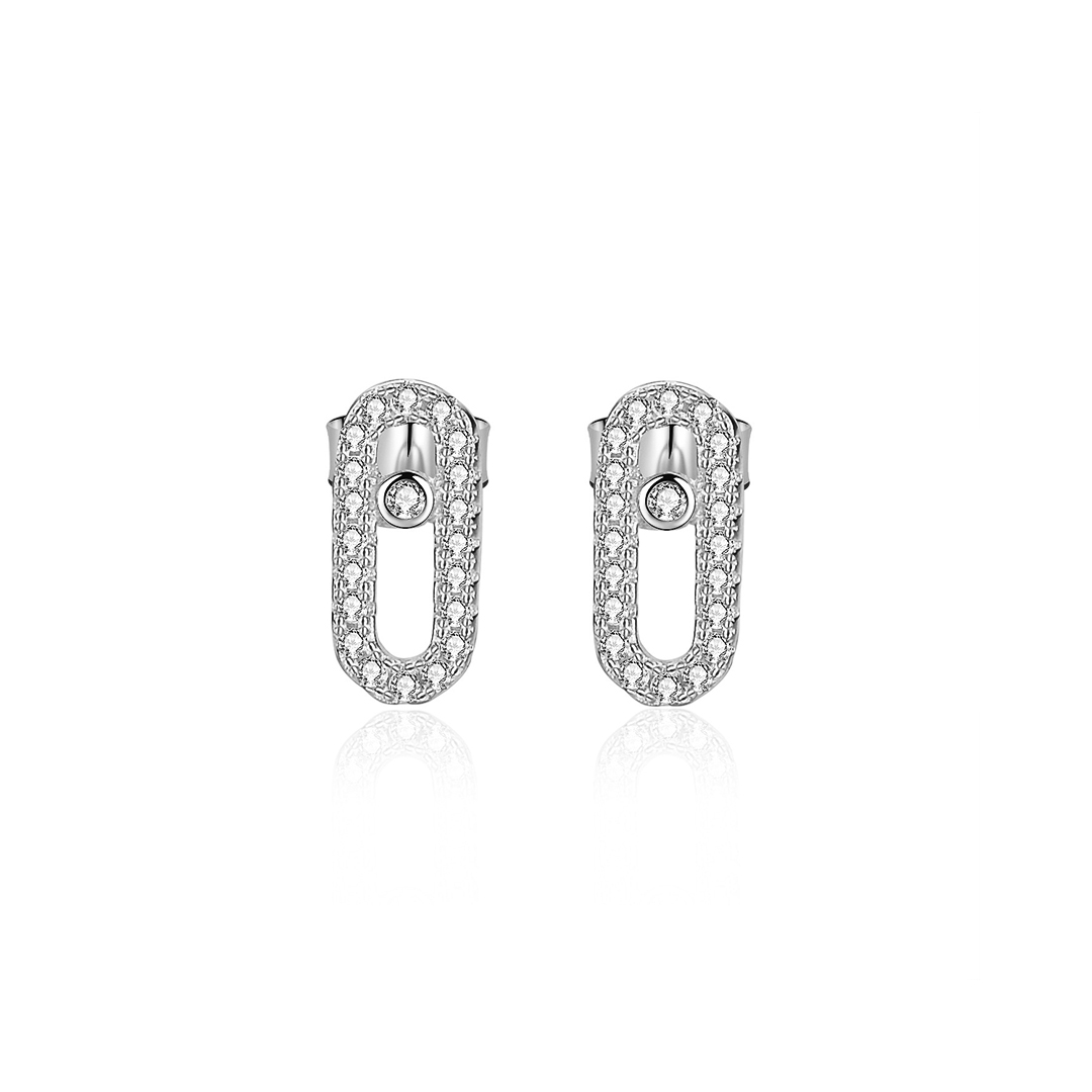 Paperclip Full Pave Moissanite Stud Earrings