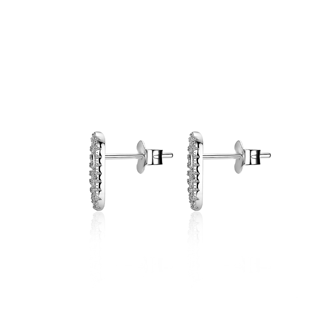Paperclip Full Pave Moissanite Stud Earrings