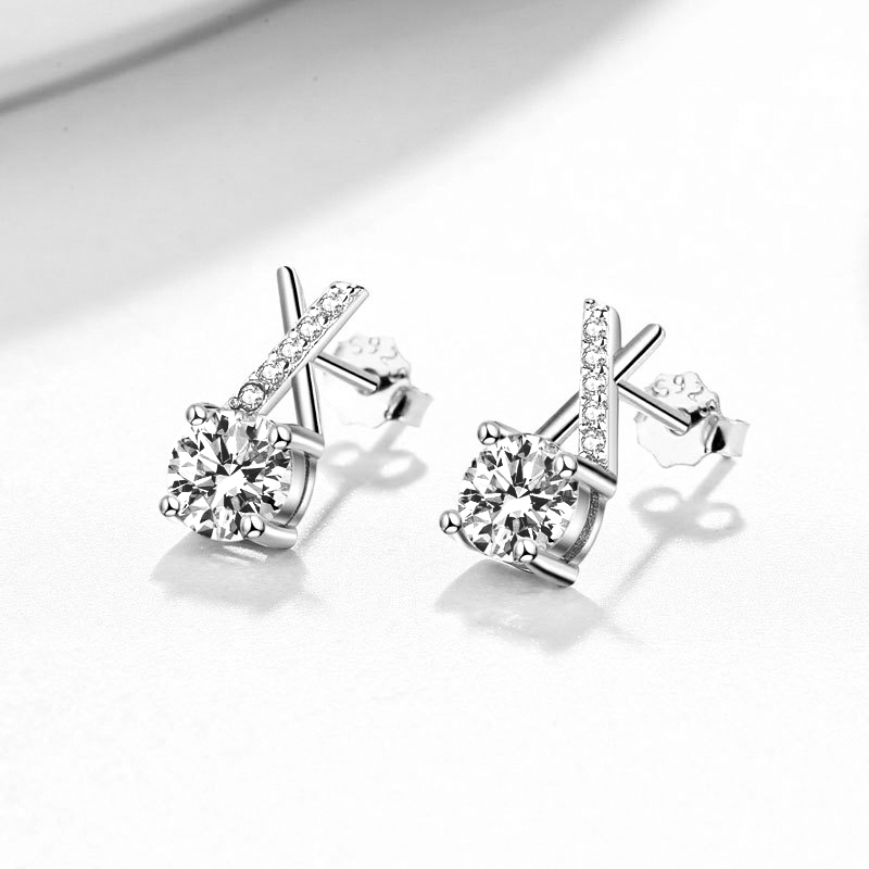 X Pave Moissanite Stud Earrings