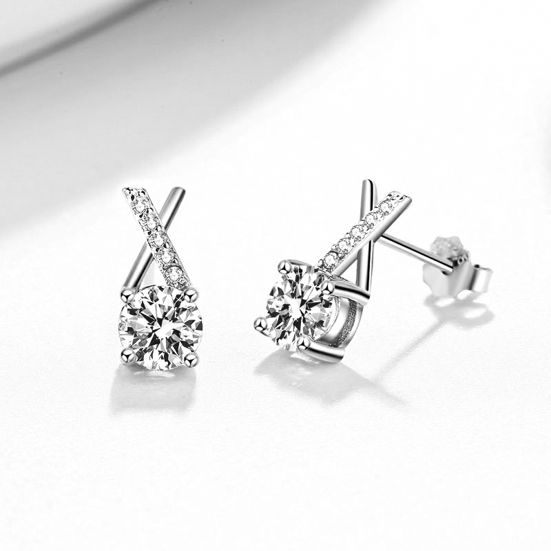 X Pave Moissanite Stud Earrings