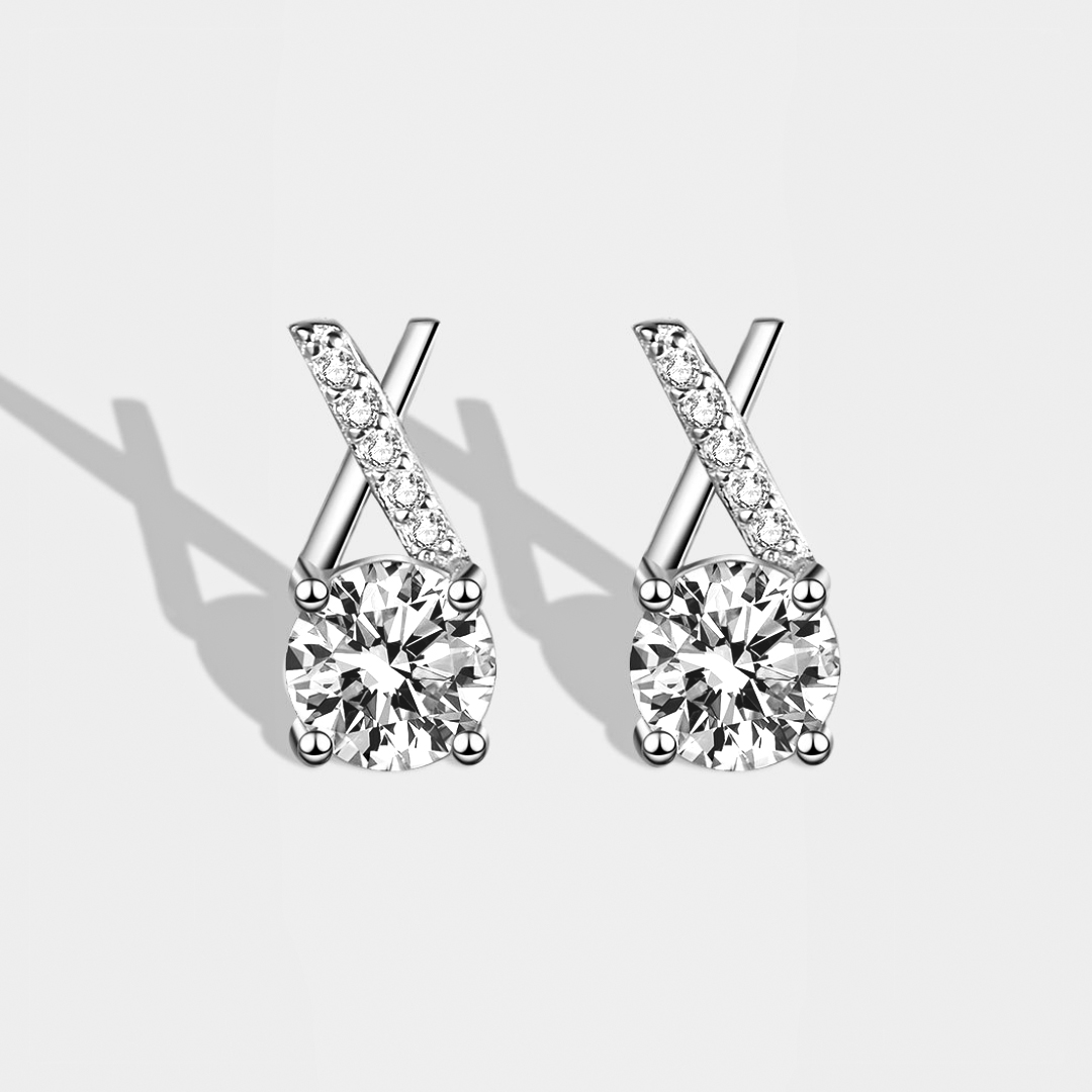 X Pave Moissanite Stud Earrings