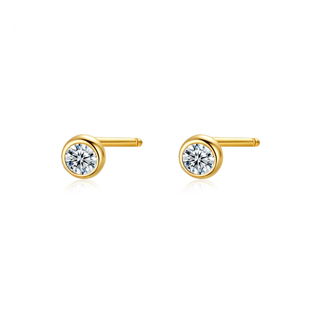 Bezel Bubble Moissanite Stud Earrings
