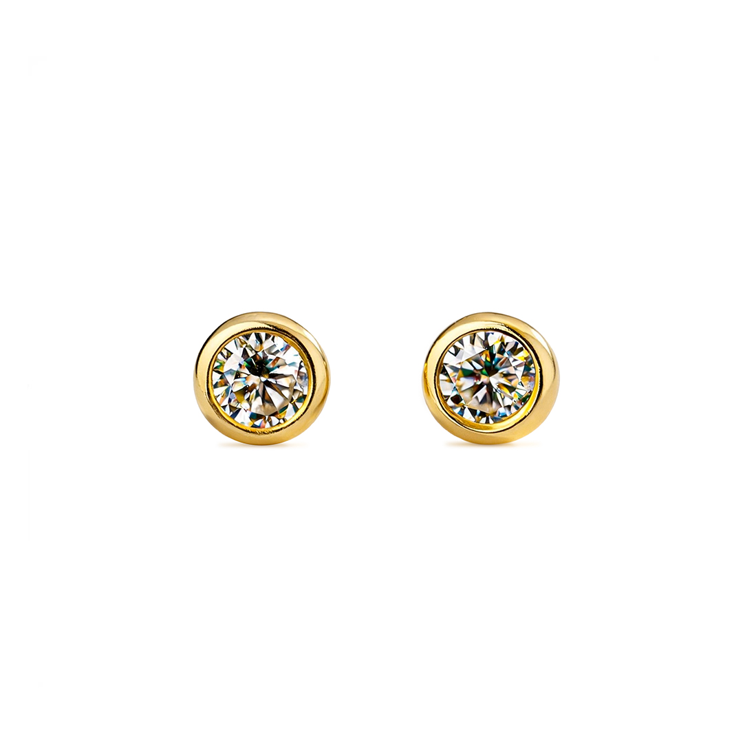 Bezel Bubble Moissanite Stud Earrings