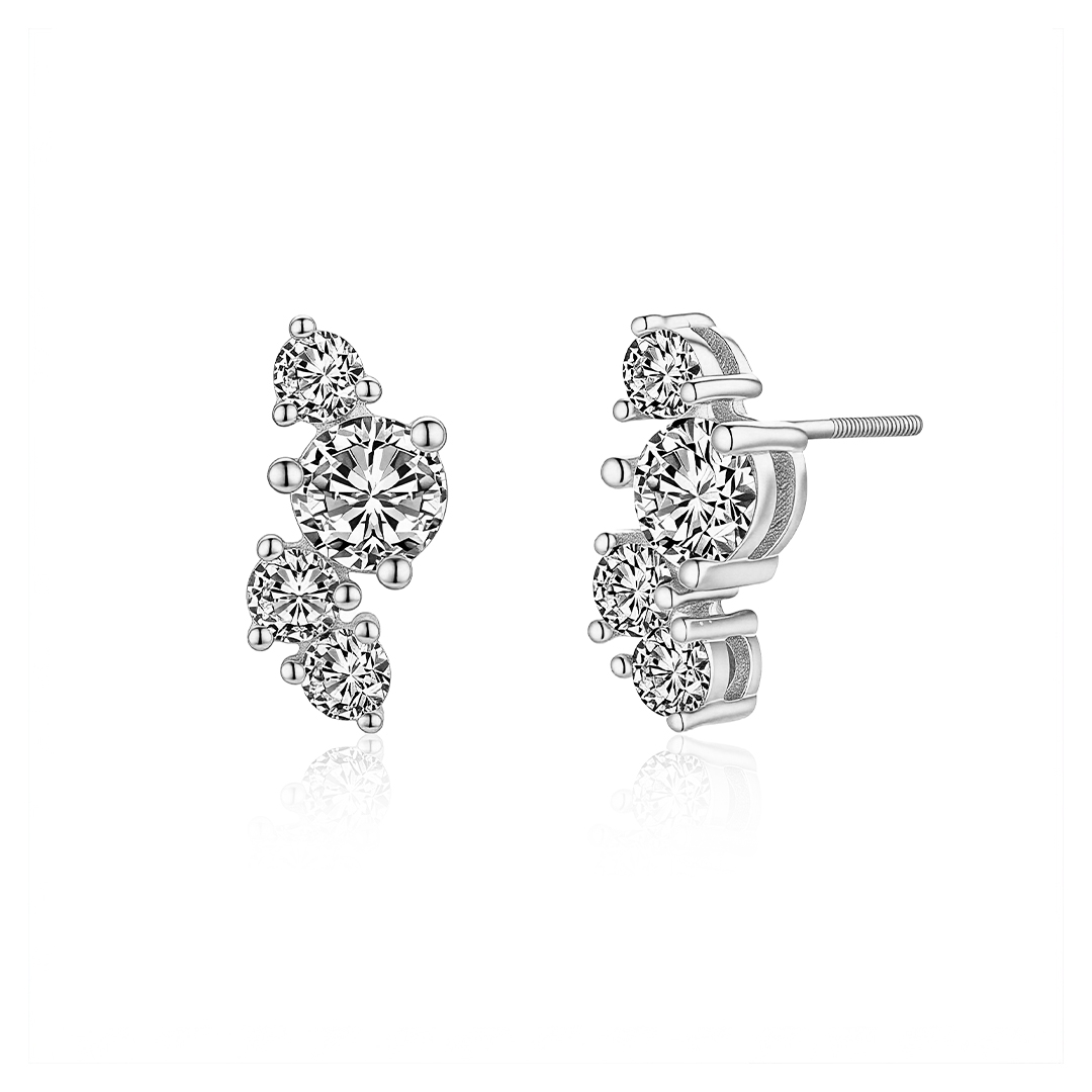 Wisteria Cluster Moissanite Stud Earrings