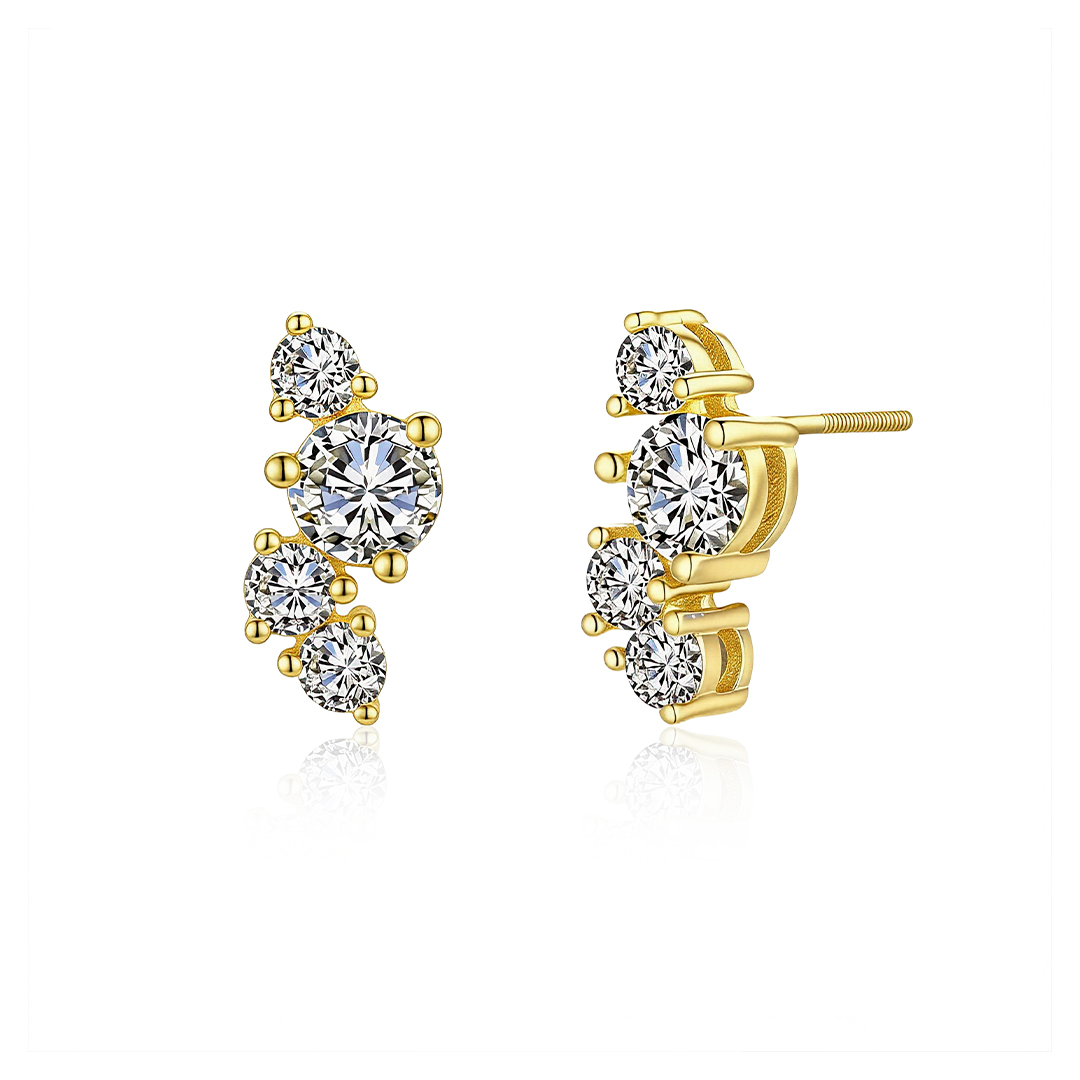 Wisteria Cluster Moissanite Stud Earrings