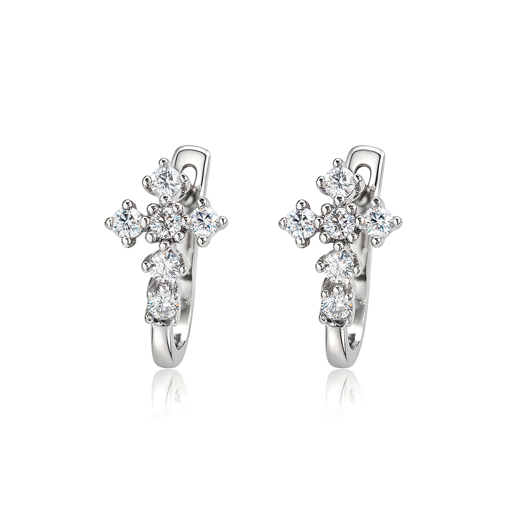 Cross Moissanite Hoop Earrings