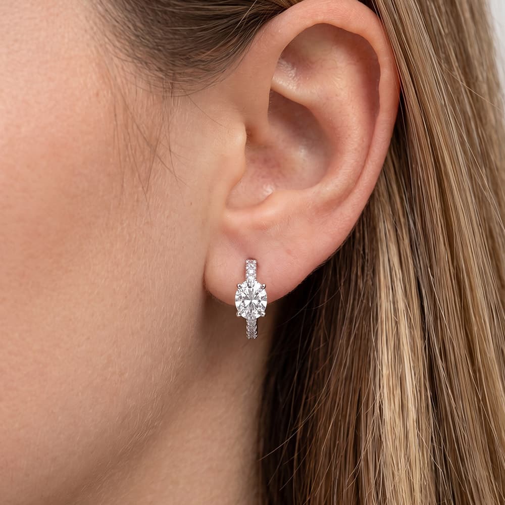 Oval Moissanite Hoop Earrings