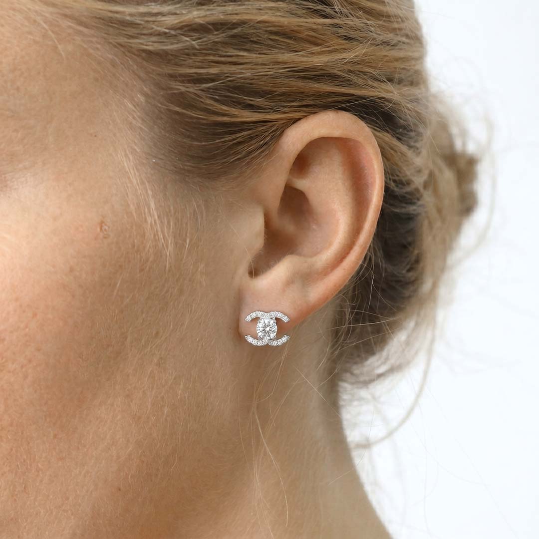 Double C Moissanite Stud Earrings