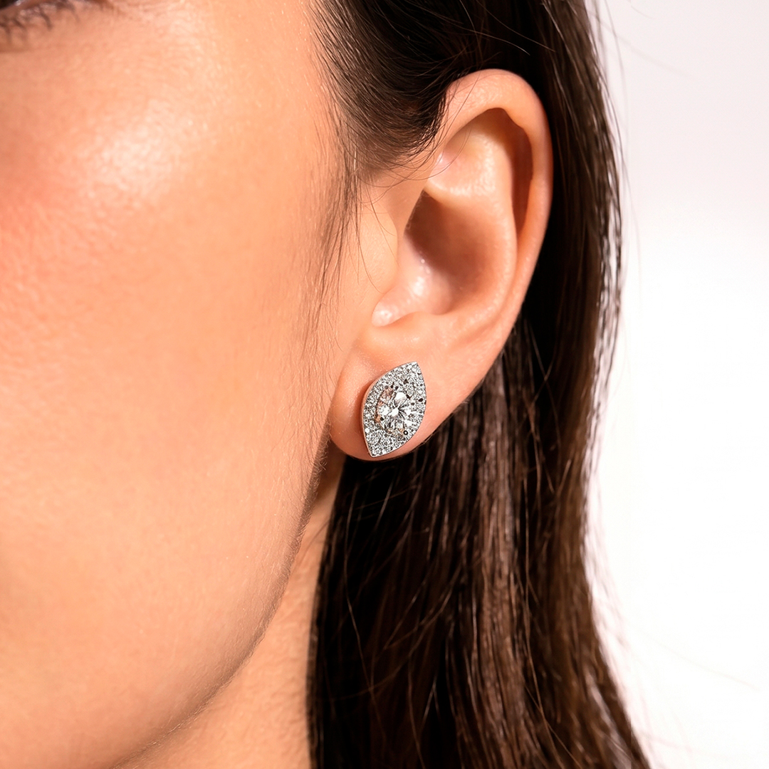 Evil Eye Moissanite Stud Earrings